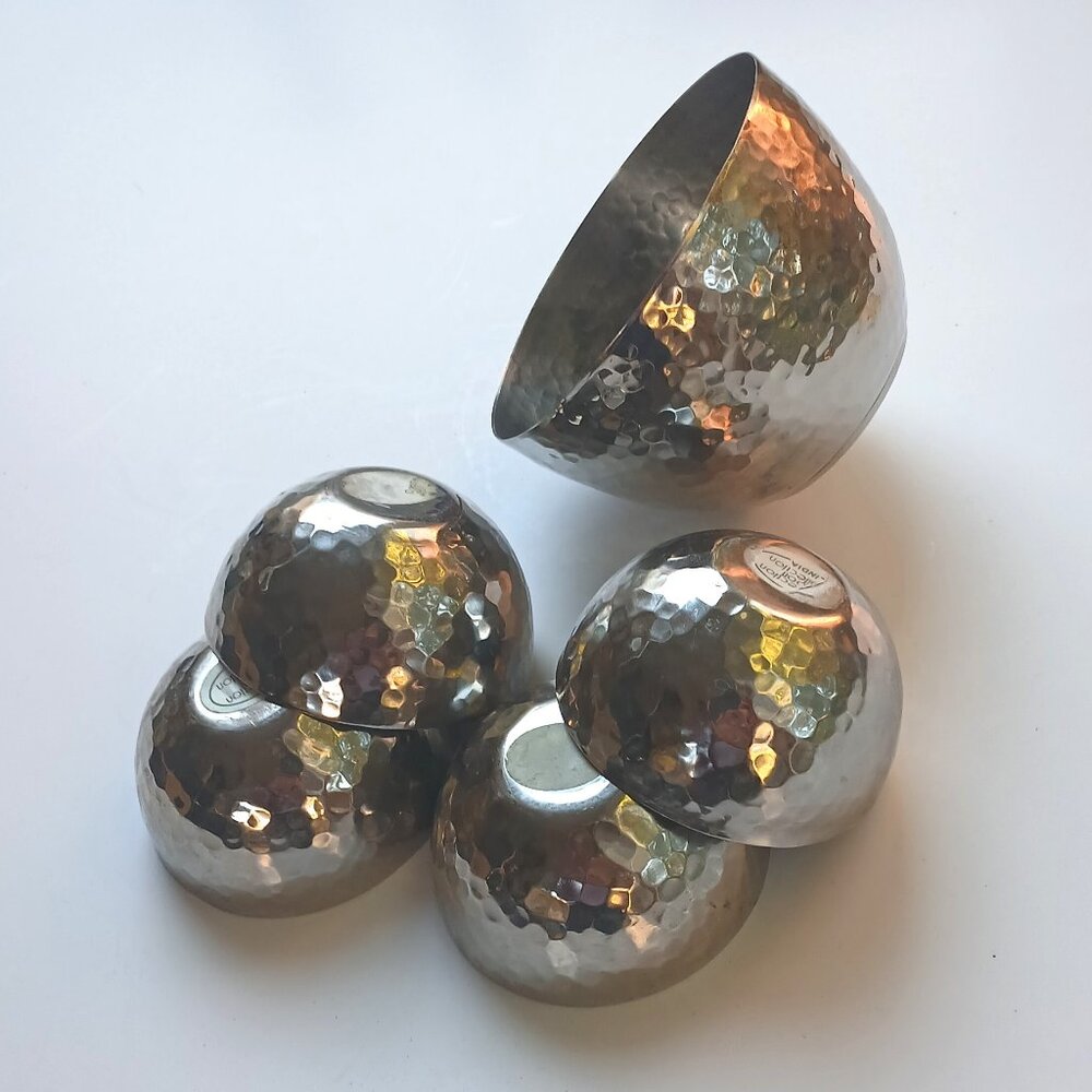 Hand Hammered Metal Nut/Condiment 5 Bowls Hemisphere Abbott Collection India